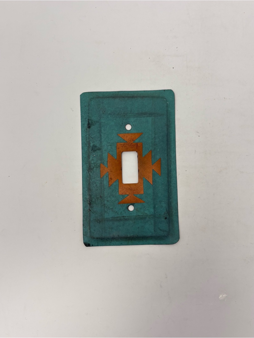 Vintage Southwestern Copper & Turquoise Patina Light Switch Plate Cover
